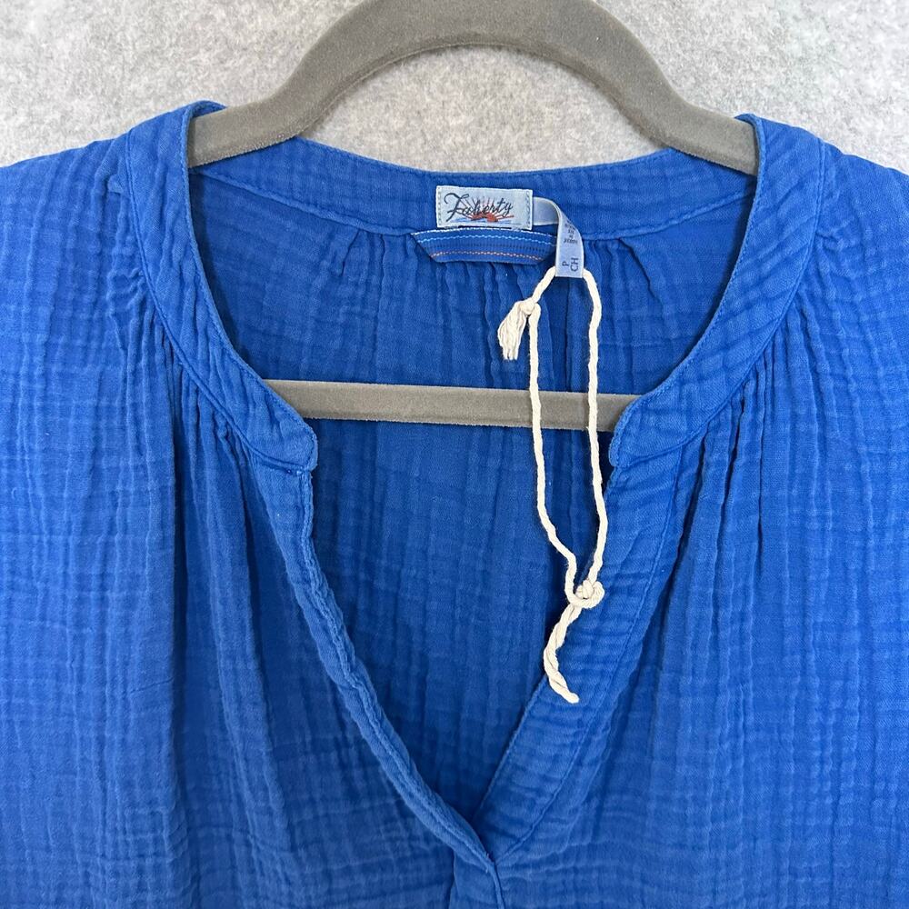 Faherty Dream Cotton Gauze Dylan Top Size S Royal Blue Organic Lightweight NWOT - Picture 4 of 10